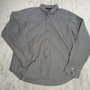 XL FOX RACING Long Sleeve Shirt XL Gray Motocore Cyber-Grunge Metal Buttons XL